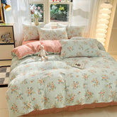 Vintage Cottagecore Sage Blue Floral Bedding Set